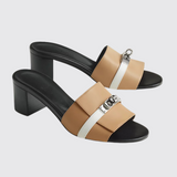 Gigi 50 Sandals in Beige Natura/Blanc