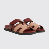 Chypre Sandals in Beige Perlino/Rouge H