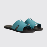 Izmir Sandals in Bleu Minéral / Marron Ébène