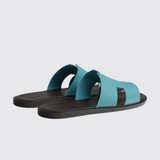 Izmir Sandals in Bleu Minéral / Marron Ébène