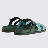 Chypre Sandals in Bleu Citadin/Vert Bouteille