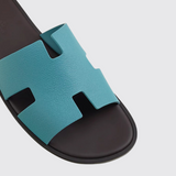 Izmir Sandals in Bleu Minéral / Marron Ébène