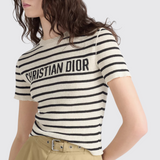 Dioriviera Short-Sleeved Sweater in Ecru et Noir
