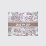 Dioriviera Zipped Pouch in Beige et Blanc