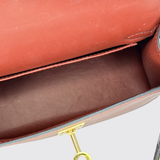 Mini Kelly Touch Rouge H/Bordeux  in Veau Madame