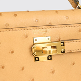 Mini Kelly in Tabac Camel Ostrich