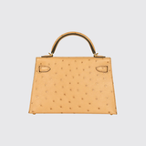 Mini Kelly in Tabac Camel Ostrich