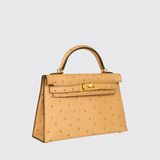 Mini Kelly in Tabac Camel Ostrich