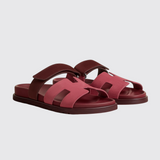 Chypre Sandals in Rose Pinson / Marron Palissandre