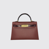 Mini Kelly Touch Rouge H/Bordeux  in Veau Madame