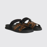 Chypre Sandals in Gold/Noir