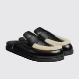 Go Mules in Noir/Ecru
