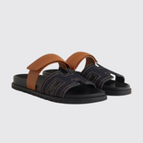 Chypre Sandals in Bleu Brut/Naturel