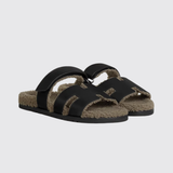 Chypre Sandals in Noir / Etoupe
