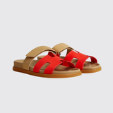 Chypre Sandals in Rouge Grenadine / Beige Albinos