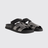 Chypre Sandals in Gris Argenté / Noir