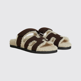 Chypre Sandals in Marron Ébène / Écru