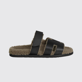 Chypre Sandals in Noir / Etoupe