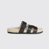 Chypre Sandals in Noir / Ecru