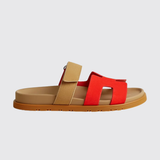 Chypre Sandals in Rouge Grenadine / Beige Albinos