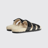 Chypre Sandals in Noir / Ecru