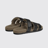 Chypre Sandals in Noir / Etoupe