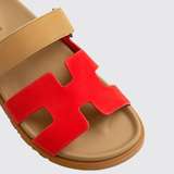 Chypre Sandals in Rouge Grenadine / Beige Albinos