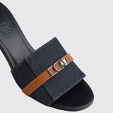 Gigi 50 Sandals in Bleu Brut/Naturel