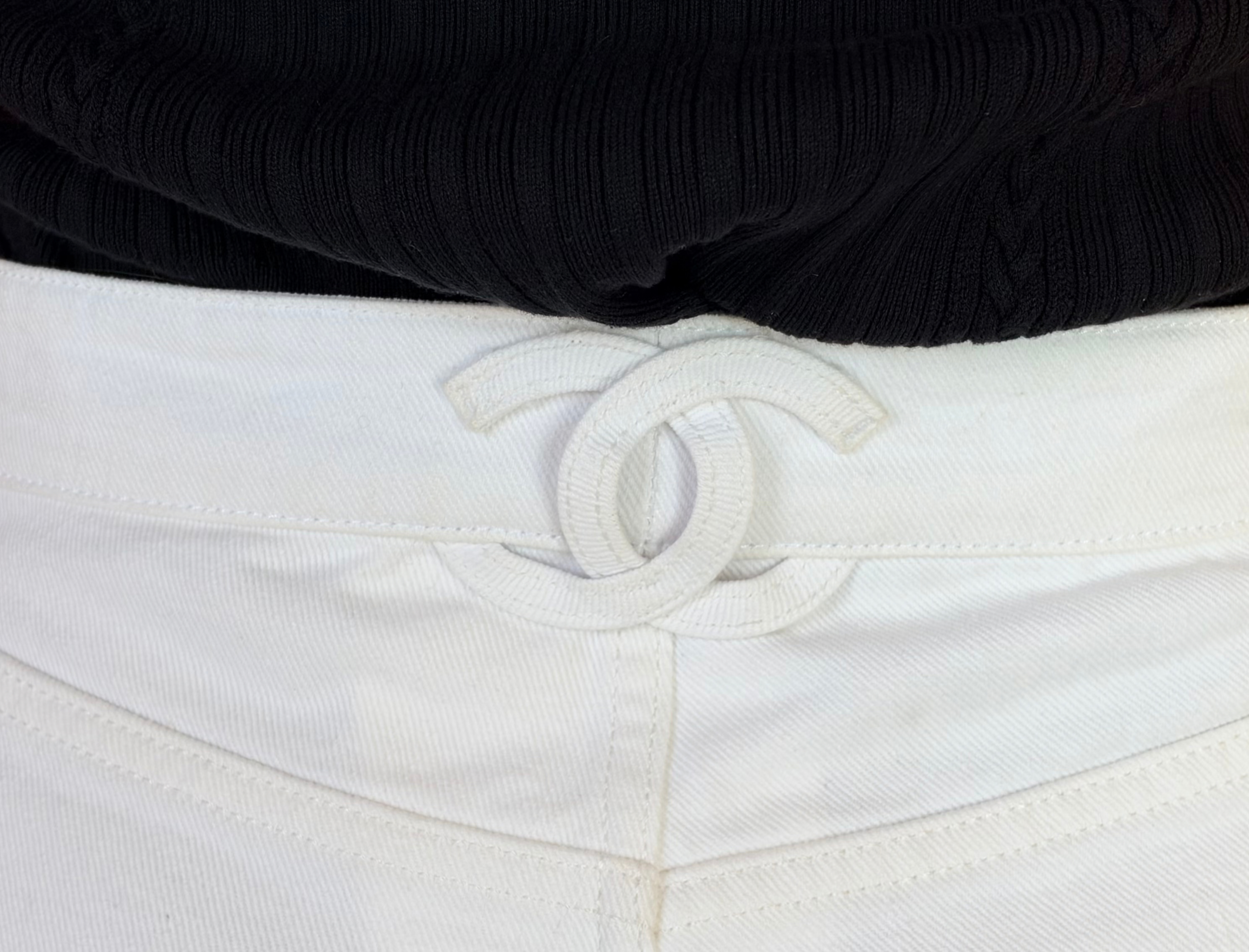 Chanel CC Turnlock Jeans in White, image 2