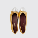 Crackled CC Cap Toe Ballerina Flats