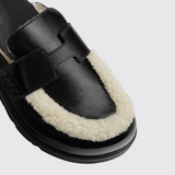Go Mules in Noir/Ecru