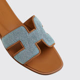 Oran Sandals in Bleu Clair / Naturel