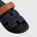 Chypre Sandals in Bleu Brut/Naturel