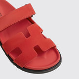 Chypre Sandals in Rose Vermillon