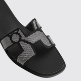 Oran Sandals in Noir / Cristal