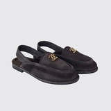 CC Suede & Shearling Slingback Loafers