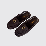 CC Suede & Shearling Slingback Loafers