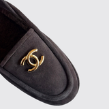 CC Suede & Shearling Slingback Loafers