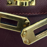 Mini Kelly Touch Rouge H/Bordeux  in Veau Madame