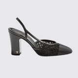 Embroidered Mesh Slingback Pumps