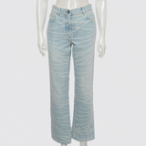 Printed Washed Straight Jeans