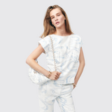 Printed Washed Denim Top