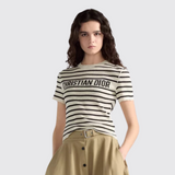 Dioriviera Short-Sleeved Sweater in Ecru et Noir