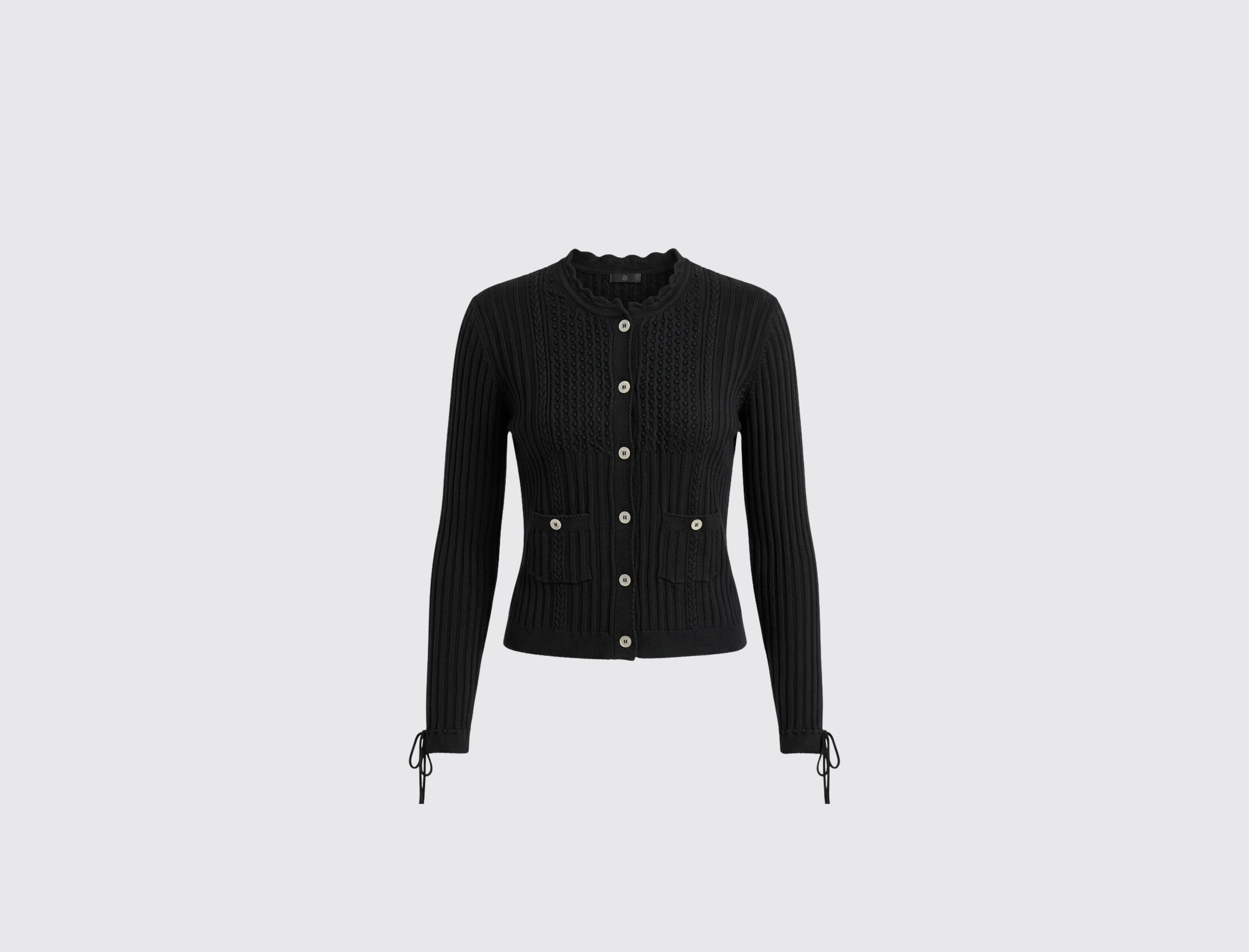 Pre-owned Chanel Ribbed Knit Cardigan in Black, image 1