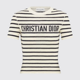 Dioriviera Short-Sleeved Sweater in Ecru et Noir