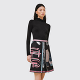"Lettres Equestres" Box Pleat Skirt