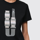 Printed Straight T-Shirt in Noir