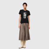 Printed Straight T-Shirt in Noir