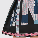 "Lettres Equestres" Box Pleat Skirt