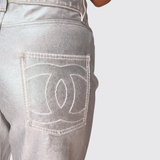 Logo Embroidered Shiny Jeans